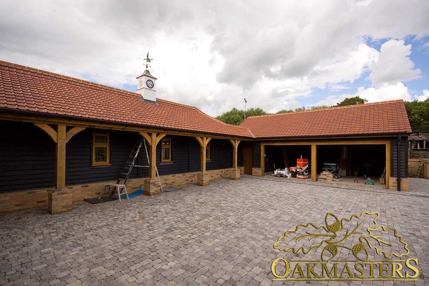 3bay oak framed garage extension in Essex Oakmasters